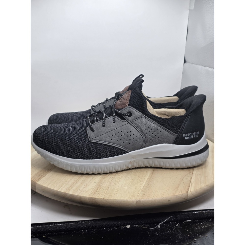 Mens Size 10 -Skechers Delson Hands Free Swift Fit Casual Sneaker Black and Gray